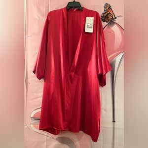 3X Red silky robe w/ pockets